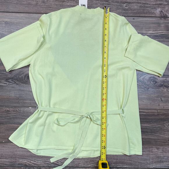MAX EDITION Neon Green Tie Belt Knit Wrap Top Sweater Shirt Blouse SZ L C101961 - Picture 8 of 8